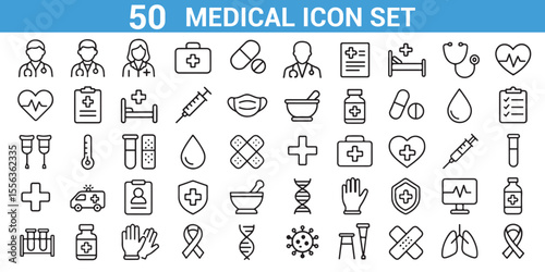 Foto Medical icon set – healthcare, hospital, doctor, treatment, emergency, pharmacy