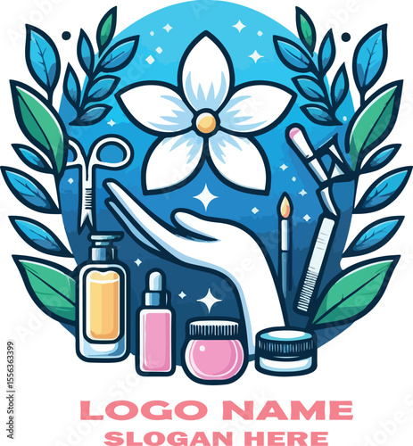 Beauty treatment logo vector white background .