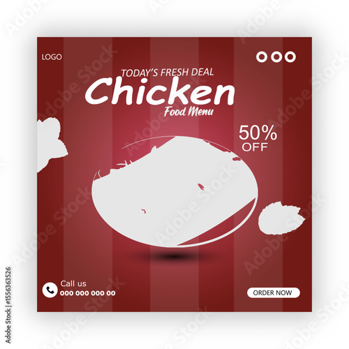 1Chicken social media promotion and  banner post design template



