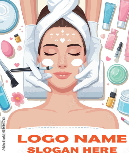 Facial treatment vector white background .