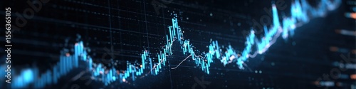Stock market chart analysis and financial data visualization with line graph trend