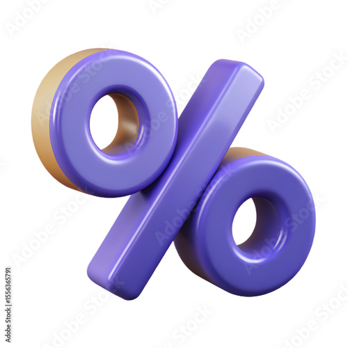 3D Percentage Symbol: Modern Financial Growth, Discount, and Statistical Representation