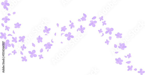 Purple hydrangea and petal gently flying in air float seasonal design element decoration