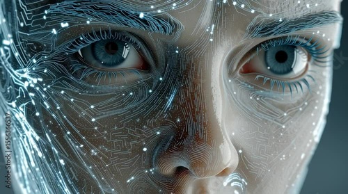 Portrait Futuriste d’IA avec Circuits Lumineux et Esthétique Cybernétique