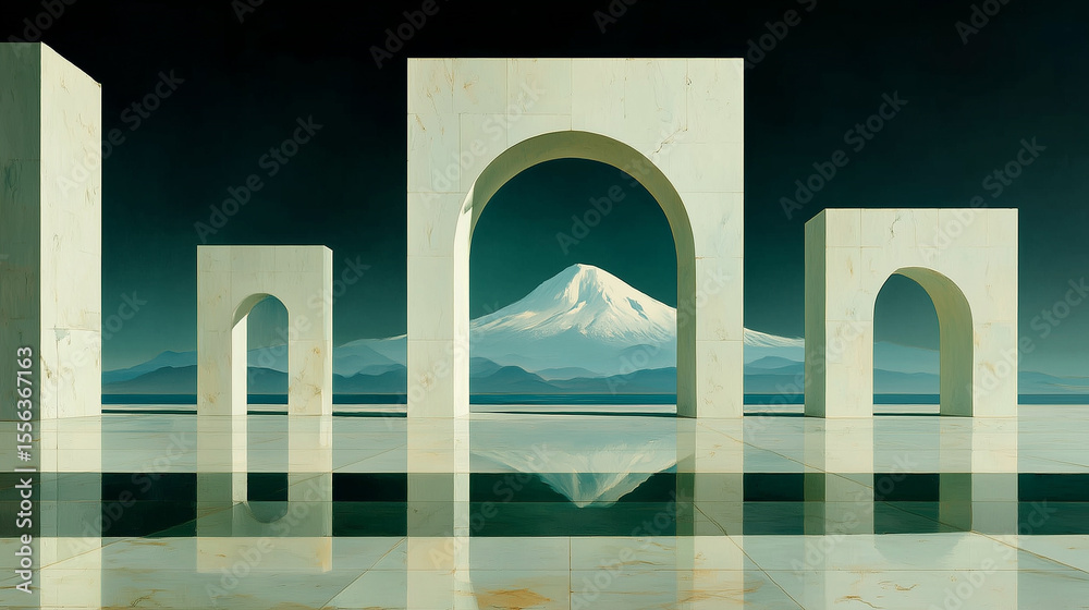 Fototapeta premium Marble Arches with Mountain View 