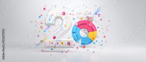 Abstract data visualization with chart and numbers for business presentation