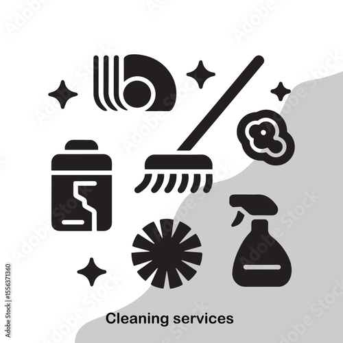 cleaning services set icon