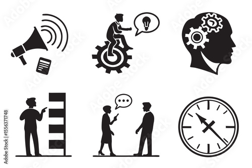 soft skills icon set sihouette black vector bundle