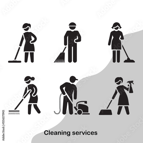 cleaning services set icon