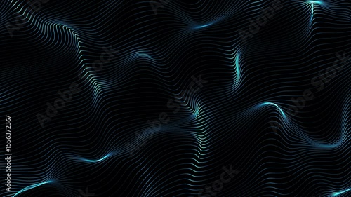Abstract waving blue line on the black background 4K resolution stock video 