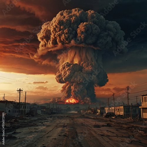 Nuclear Explosion Over a City A Scene of Destruction and Apocalypse