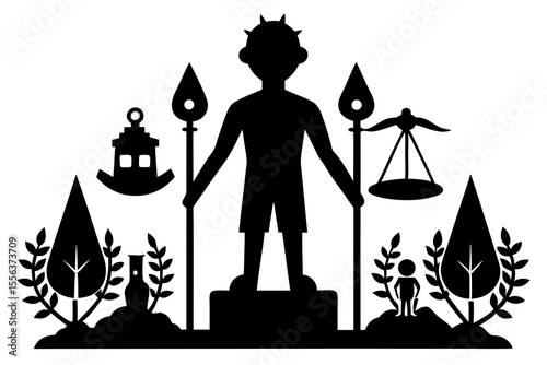 values sihouette black vector