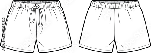 Minimalist Shorts Design: Classic Fit with Elastic Waistband Illustration