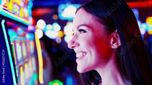 Wallpaper Mural Excited woman celebrating casino win Torontodigital.ca