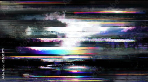 Develop a title template that uses analog static and VHS glitch backgrounds to evoke a sense of nostalgia