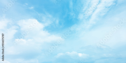 White clouds indicate blue sky, pure, fresh mind, changeable weather, sunny light, daylight, natural, dramatic sky light rays on the clouds landscape for background