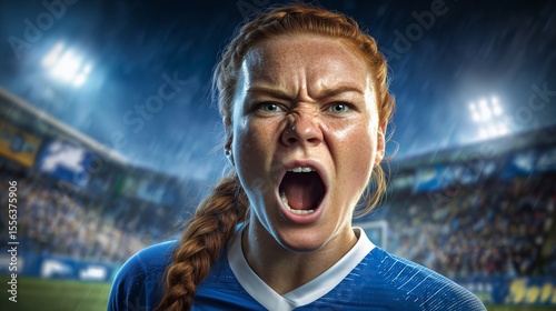 A powerful female soccer pl...