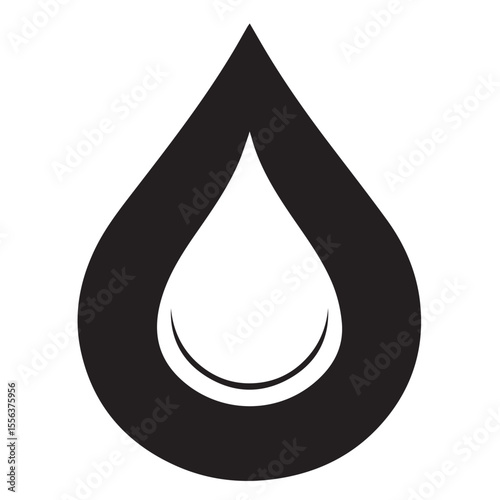 A black outline of a teardrop or water droplet shape with a white interior and a subtle curved line at the bottom.
