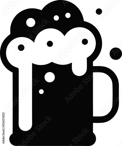 Beer Stein Mug With Bubbles Silhouette Vector Illustration