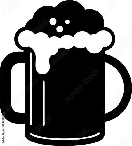 Beer Stein Mug With Foam Silhouette Vector Illustration
