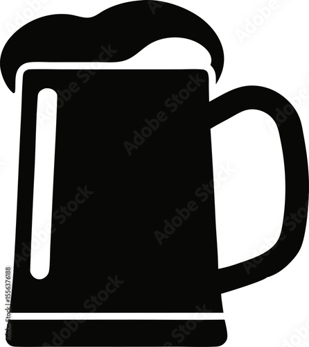 Beer Stein Mug With Handle Silhouette Vector Illustration