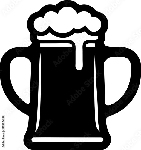 Beer Stein Mug With Handle Silhouette Vector Illustration