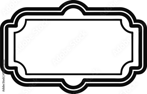 Double Line Scalloped Rectangular Frame Silhouette