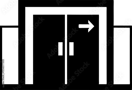 Lift Doors With Arrow Indicator Silhouette Vector