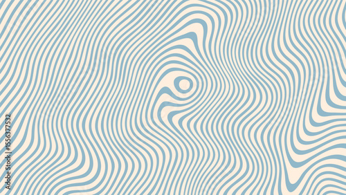 Abstract retro background with wavy lines. Blue and white distorted stripe pattern. Groovy psychedelic design for textile print and poster.