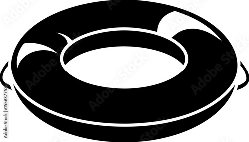 Round Pool Ring Floater Silhouette Vector Illustration