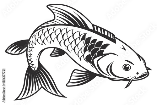 showa fish silhoette black vector