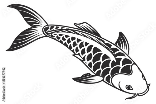showa fish silhoette black vector