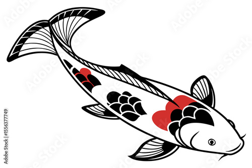 showa fish silhoette black vector