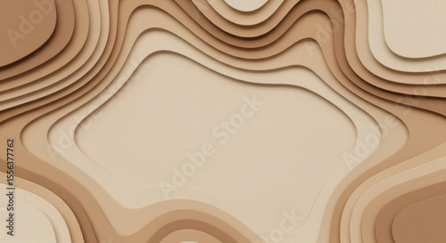 Beige and Brown Layered Topographic Illustration with Wavy Contours