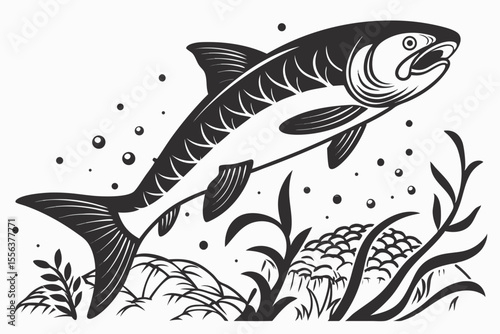 showa fish silhoette black vector