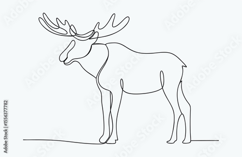 moose line drawing, single line animal sketch, minimal wildlife vector illustration, continuous outline art
