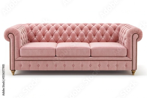 Elegant pink velvet chesterfield sofa three seater luxury furniture home decor interior design comfortable seating room apartment