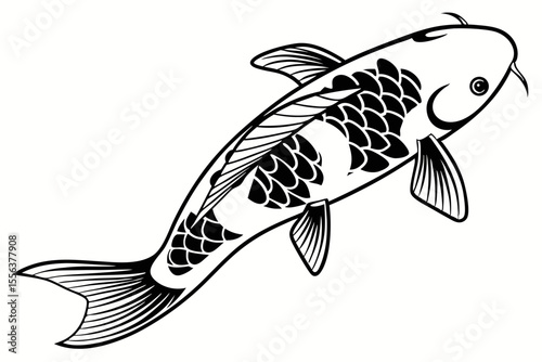 showa fish silhoette black vector