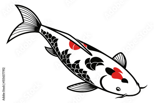 showa fish silhoette black vector