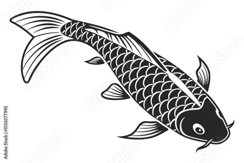 showa fish silhoette black vector