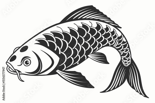 showa fish silhoette black vector
