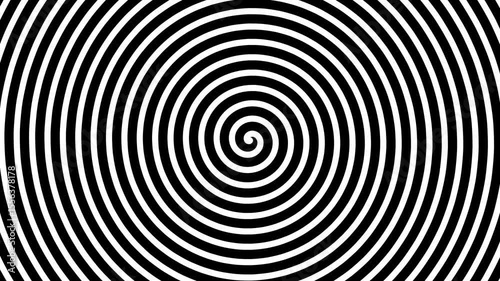 A looping spiral of black and white creates a hypnotic tunnel illusion, blending motion with abstract design.
