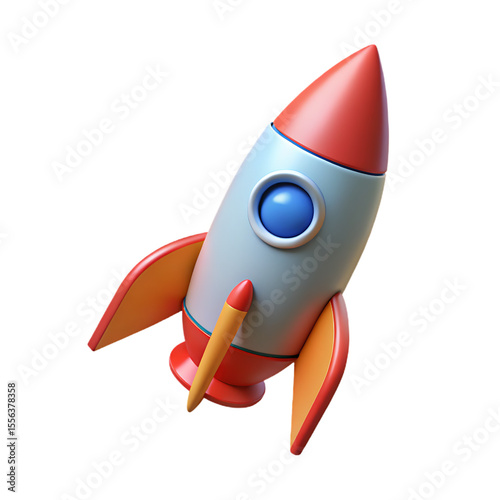 3D Cartoon Rocket Ship: Symbolizing Startup, Innovation, and Business Growth