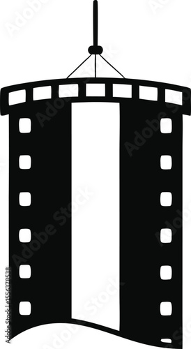 Vertical Hanging Filmstrip Silhouette Vector Illustration