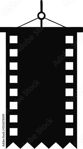 Vertical Hanging Filmstrip Silhouette Vector Illustration