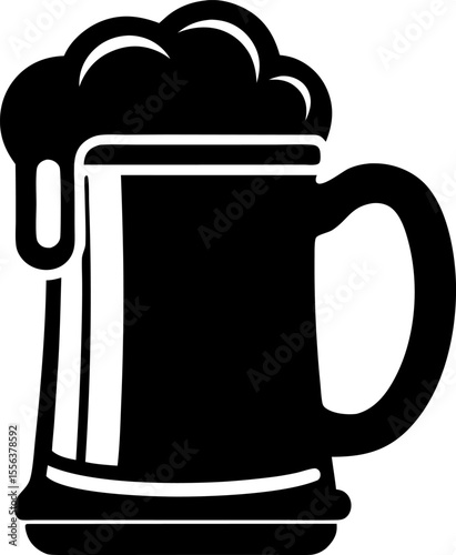 Vintage Beer Stein Mug Silhouette Vector Illustration
