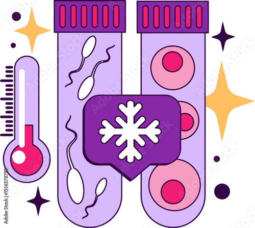 Cryopreservation sperm egg freezing fertility preservation ivf temperature snowflake medical storage lab vector art illustration and png 