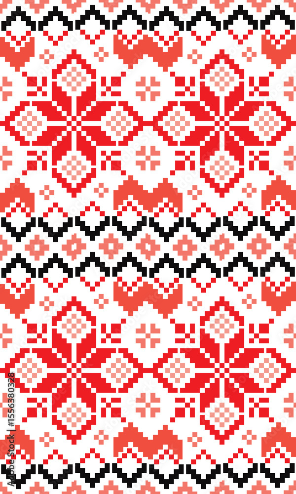 Fototapeta premium Pixel-inspired fabric modern tech with style. Clean lines and bold colors make them perfect for everything from trendy clothing to unique home decor, adding a vibrant, Digital Touch.