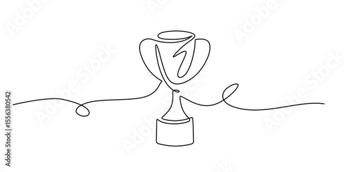 Trophy One Line Drawing Symbolizing Victory and Achievement