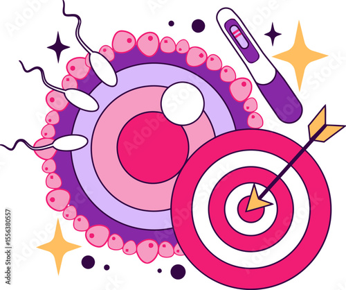 Pregnancy fertility ovulation sperm egg target arrow test positive motherhood conception success goal vector art illustration and png 